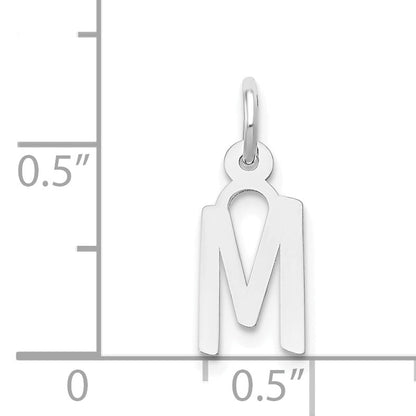 14k White Gold 14K White Gold Small Slanted Block Letter M Initial Charm