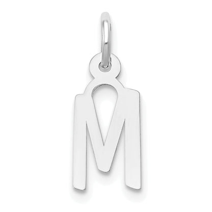 14k White Gold 14K White Gold Small Slanted Block Letter M Initial Charm