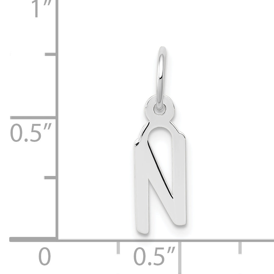 14k White Gold 14K White Gold Small Slanted Block Letter N Initial Charm