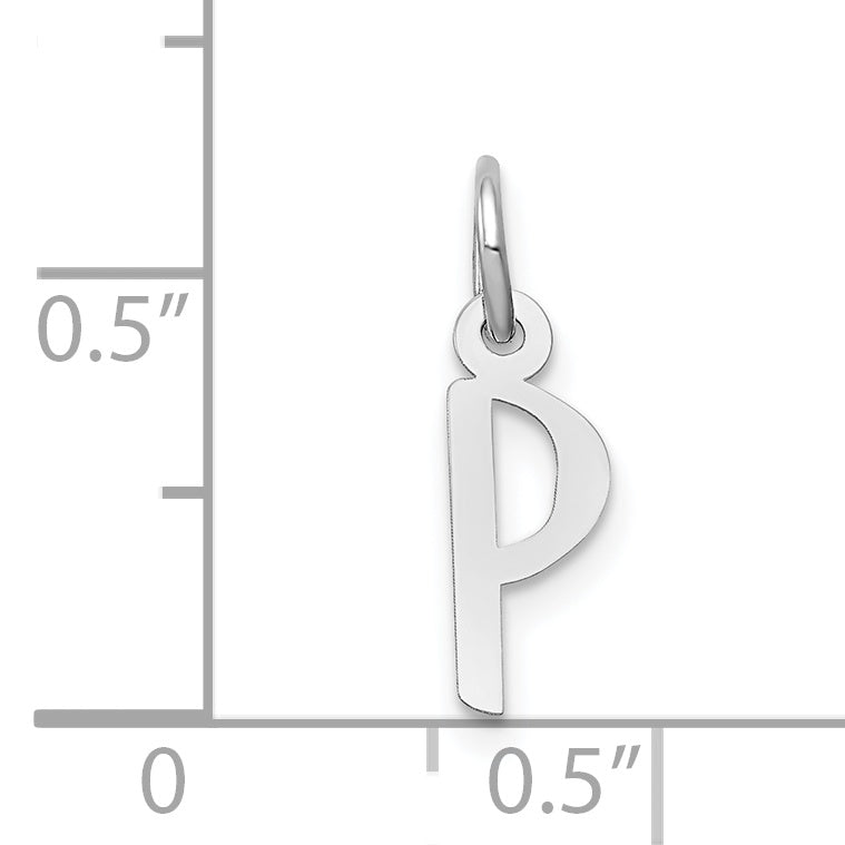 14k White Gold 14K White Gold Small Slanted Block Letter P Initial Charm