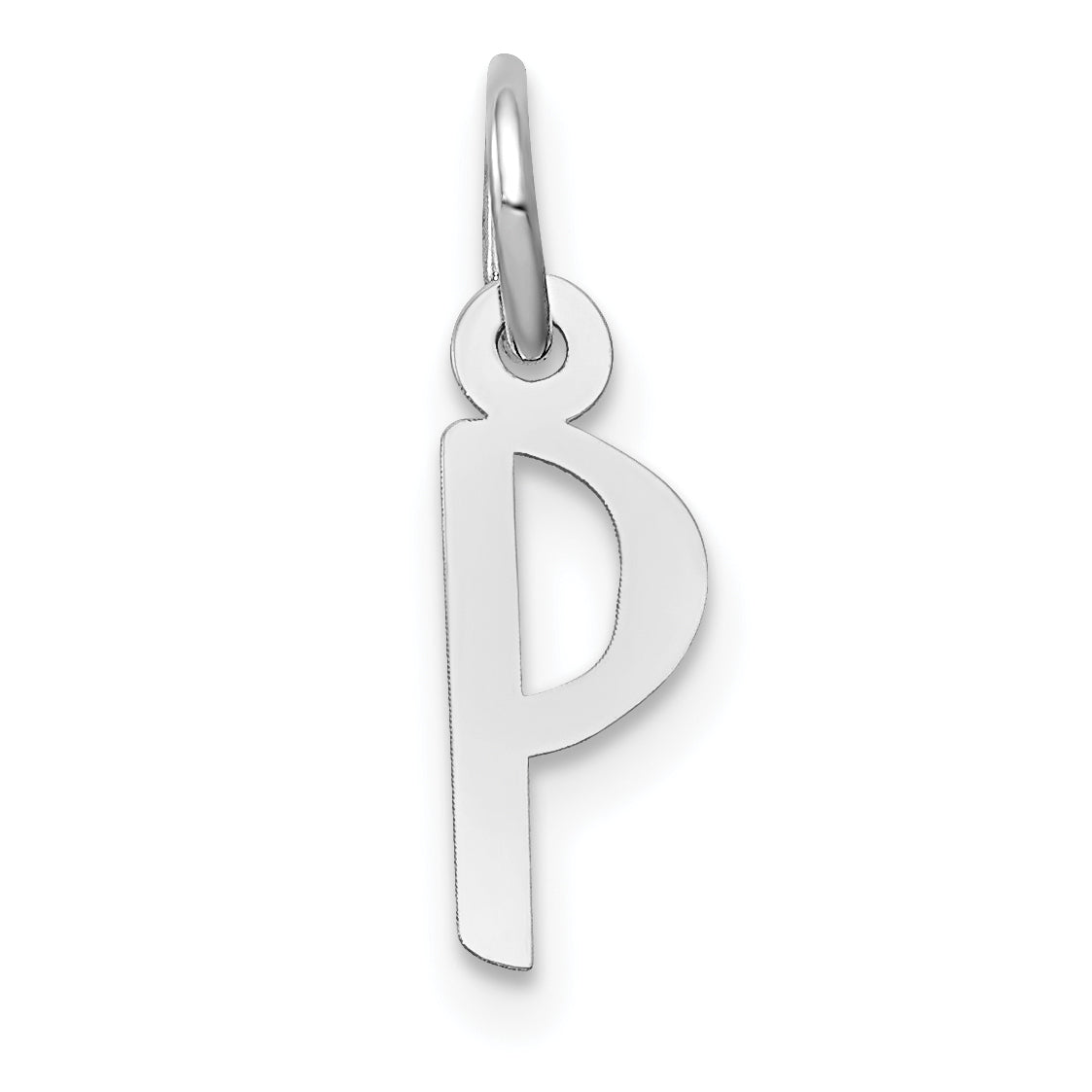 14k White Gold 14K White Gold Small Slanted Block Letter P Initial Charm