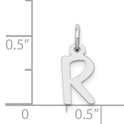 14k White Gold 14K White Gold Small Slanted Block Letter R Initial Charm