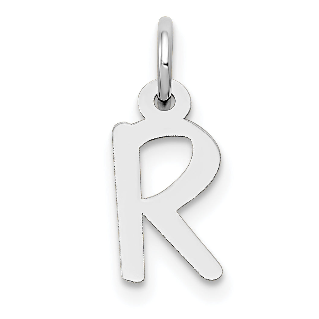 14k White Gold 14K White Gold Small Slanted Block Letter R Initial Charm