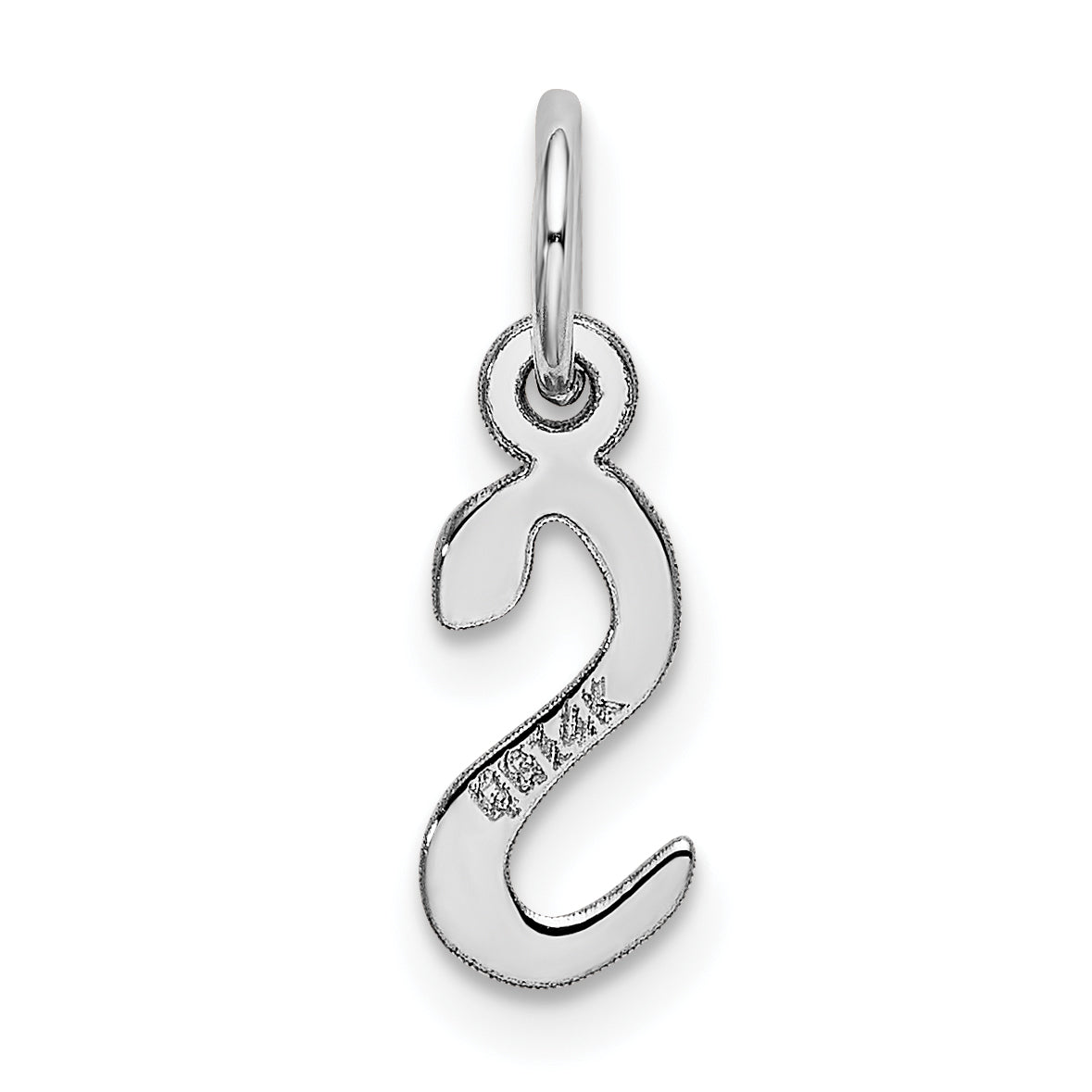 14k White Gold 14K White Gold Small Slanted Block Letter S Initial Charm