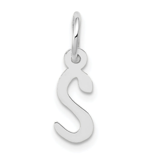 14k White Gold 14K White Gold Small Slanted Block Letter S Initial Charm