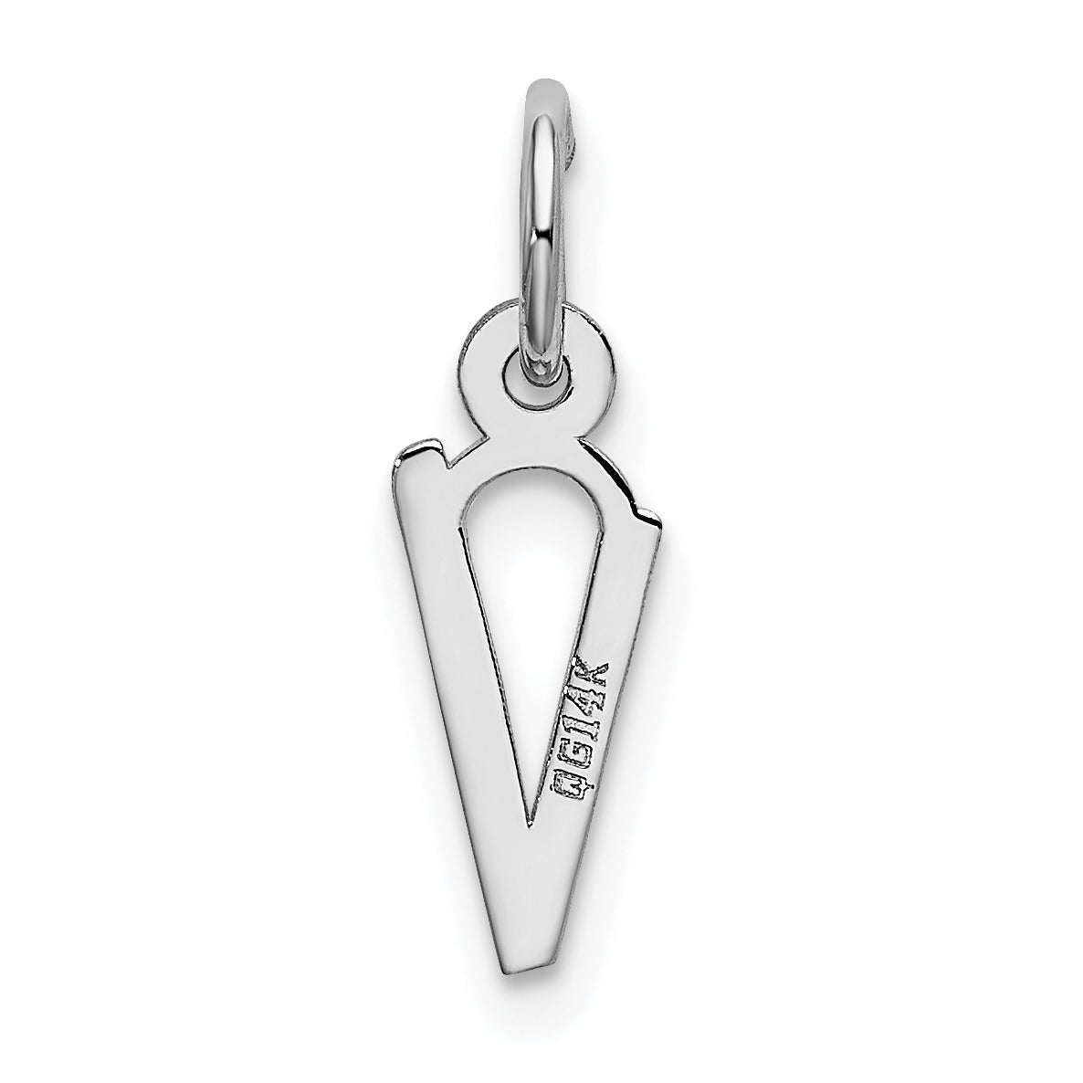 14k White Gold 14K White Gold Small Slanted Block Letter V Initial Charm