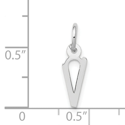 14k White Gold 14K White Gold Small Slanted Block Letter V Initial Charm