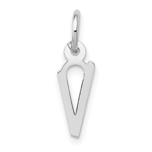 14k White Gold 14K White Gold Small Slanted Block Letter V Initial Charm