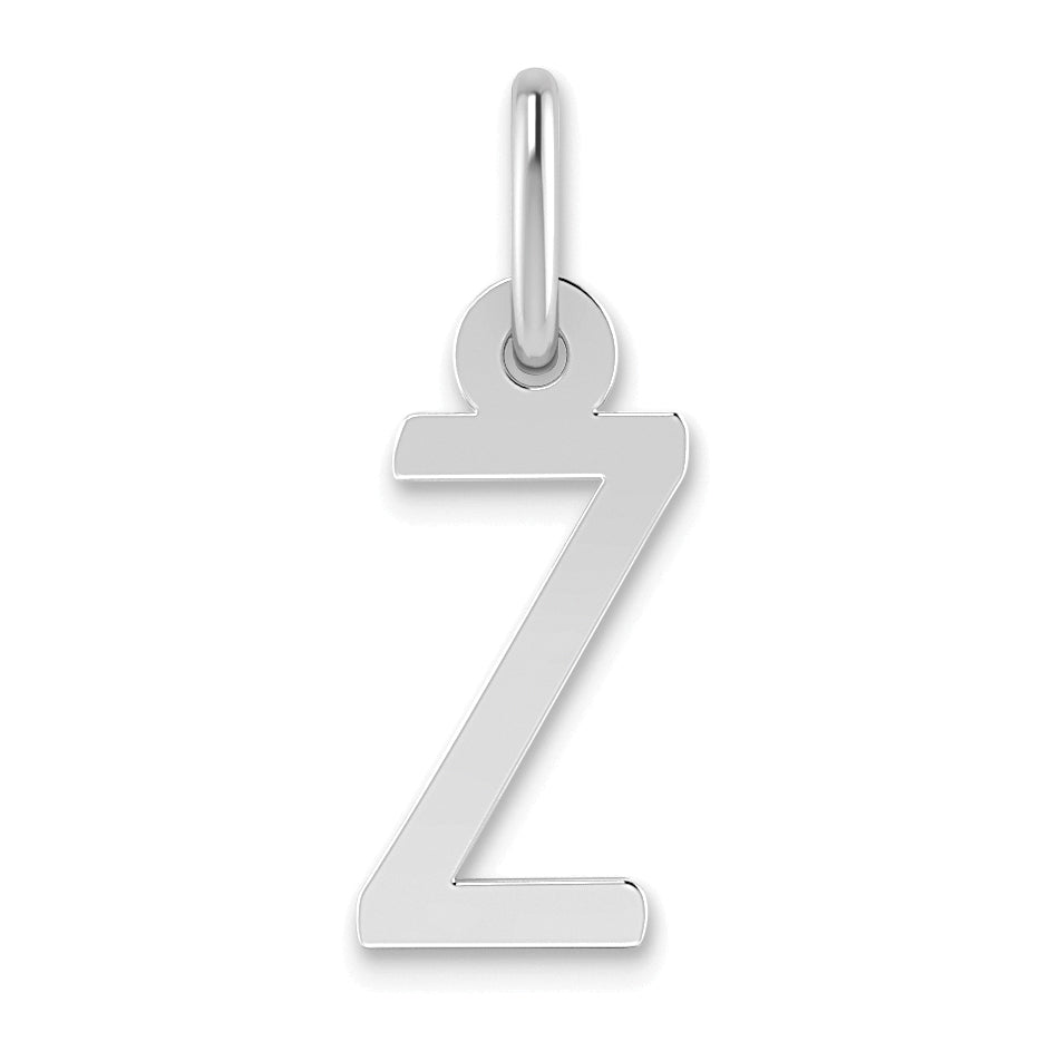 10K White Gold Small Slanted Block Initial Z Charm