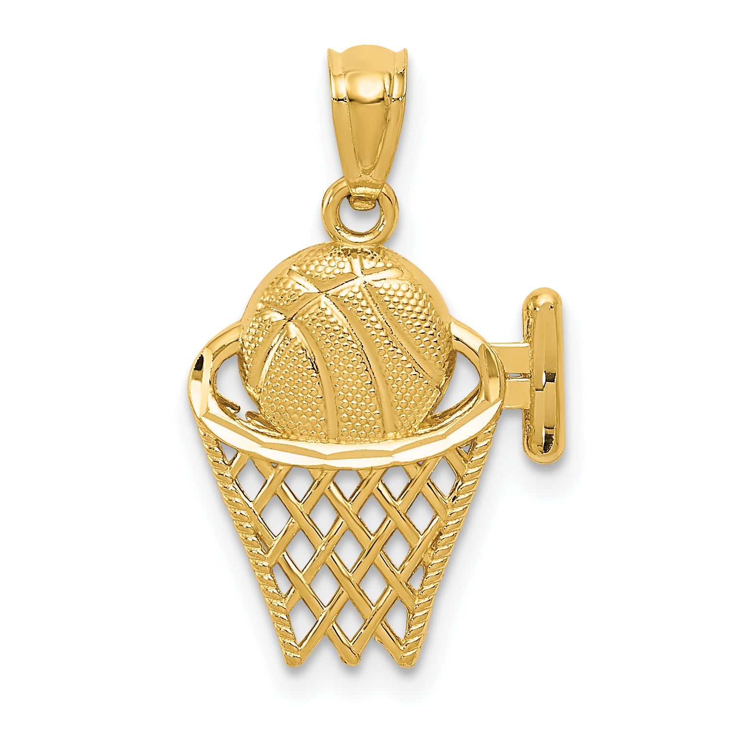 14k Yellow Gold 14k Basketball in the Net Pendant