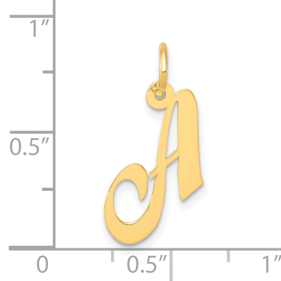 14k Yellow Gold 14K Small Fancy Script Letter A Initial Charm
