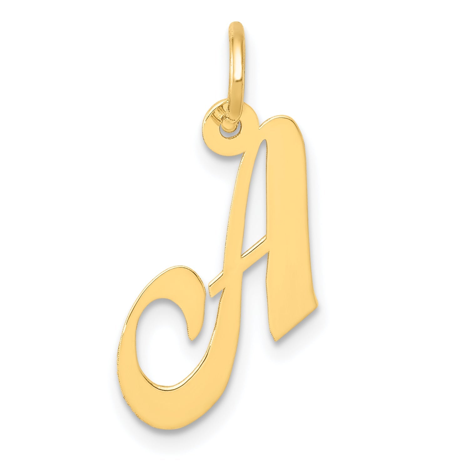 14k Yellow Gold 14K Small Fancy Script Letter A Initial Charm