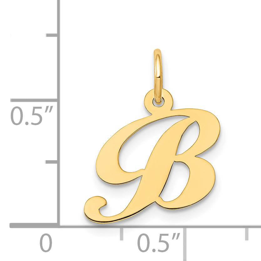 14k Yellow Gold 14K Small Fancy Script Letter B Initial Charm