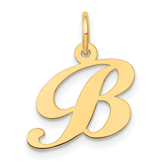 14k Yellow Gold 14K Small Fancy Script Letter B Initial Charm