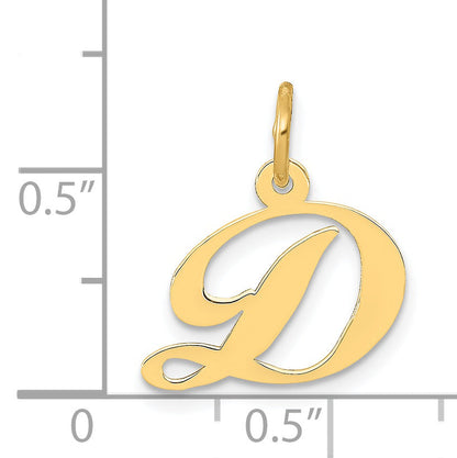 14k Yellow Gold 14K Small Fancy Script Letter D Initial Charm