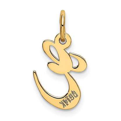14k Yellow Gold 14K Small Fancy Script Letter E Initial Charm