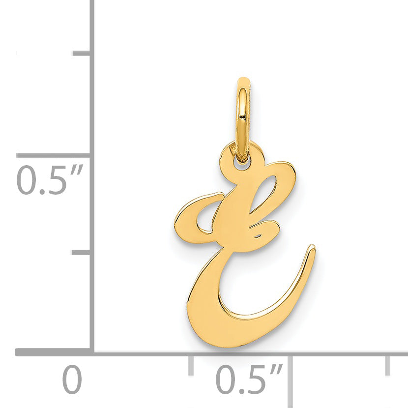 14k Yellow Gold 14K Small Fancy Script Letter E Initial Charm