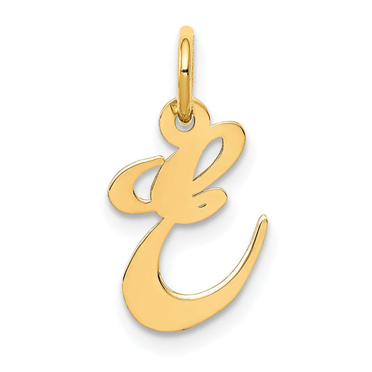 14k Yellow Gold 14K Small Fancy Script Letter E Initial Charm