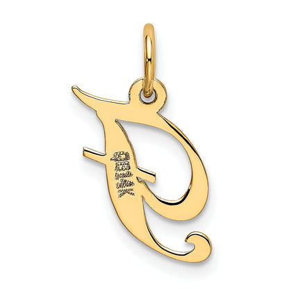 14k Yellow Gold 14K Small Fancy Script Letter F Initial Charm