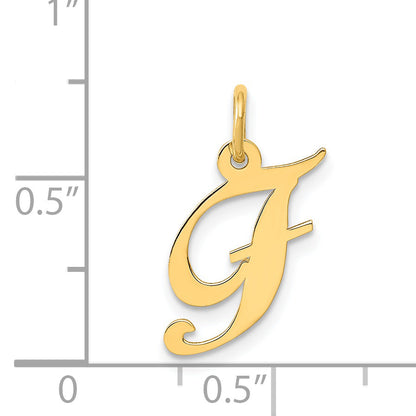 14k Yellow Gold 14K Small Fancy Script Letter F Initial Charm