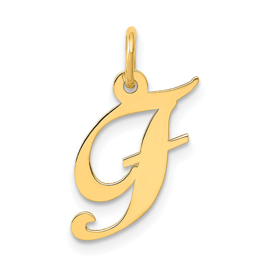 14k Yellow Gold 14K Small Fancy Script Letter F Initial Charm