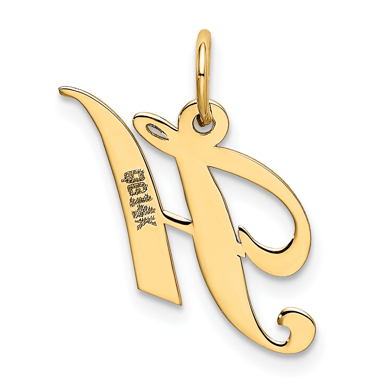 14k Yellow Gold 14K Small Fancy Script Letter H Initial Charm