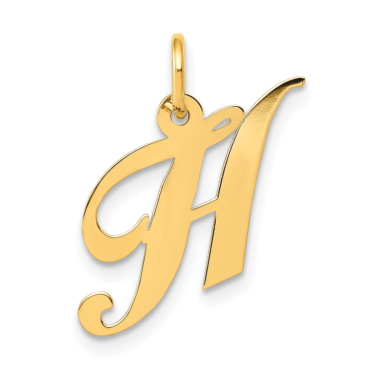 14k Yellow Gold 14K Small Fancy Script Letter H Initial Charm