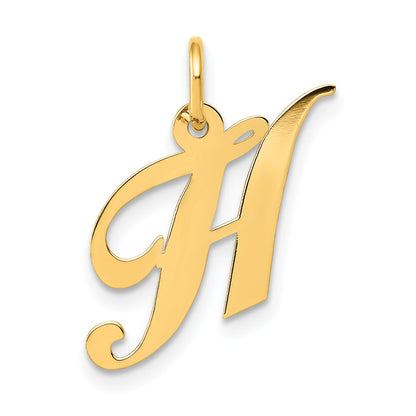 14k Yellow Gold 14K Small Fancy Script Letter H Initial Charm