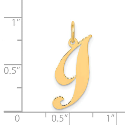 14k Yellow Gold 14K Small Fancy Script Letter I Initial Charm