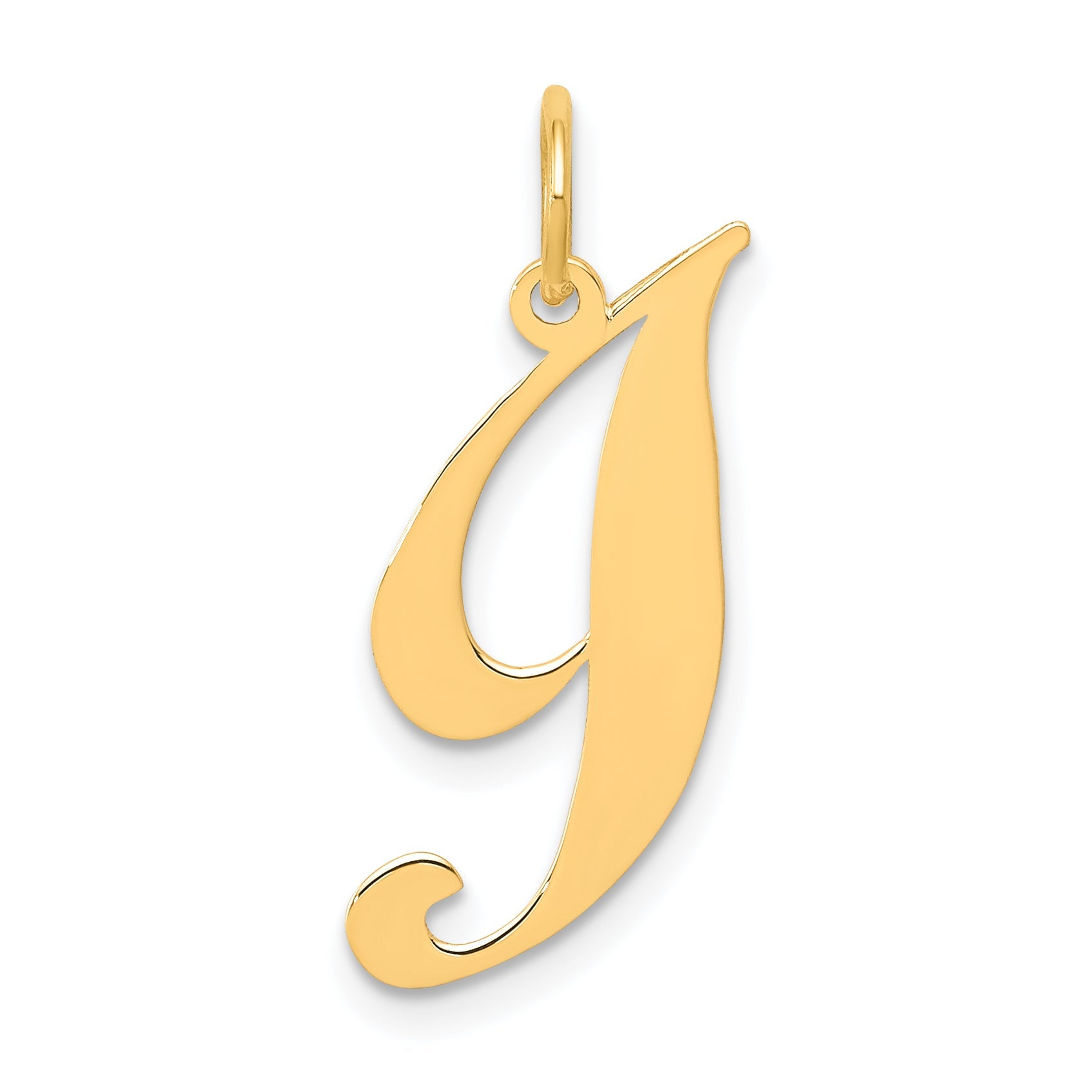 14k Yellow Gold 14K Small Fancy Script Letter I Initial Charm