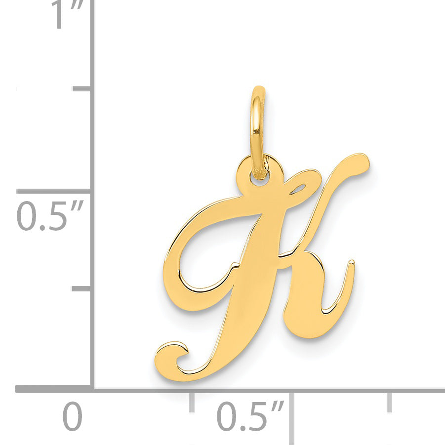 14k Yellow Gold 14K Small Fancy Script Letter K Initial Charm