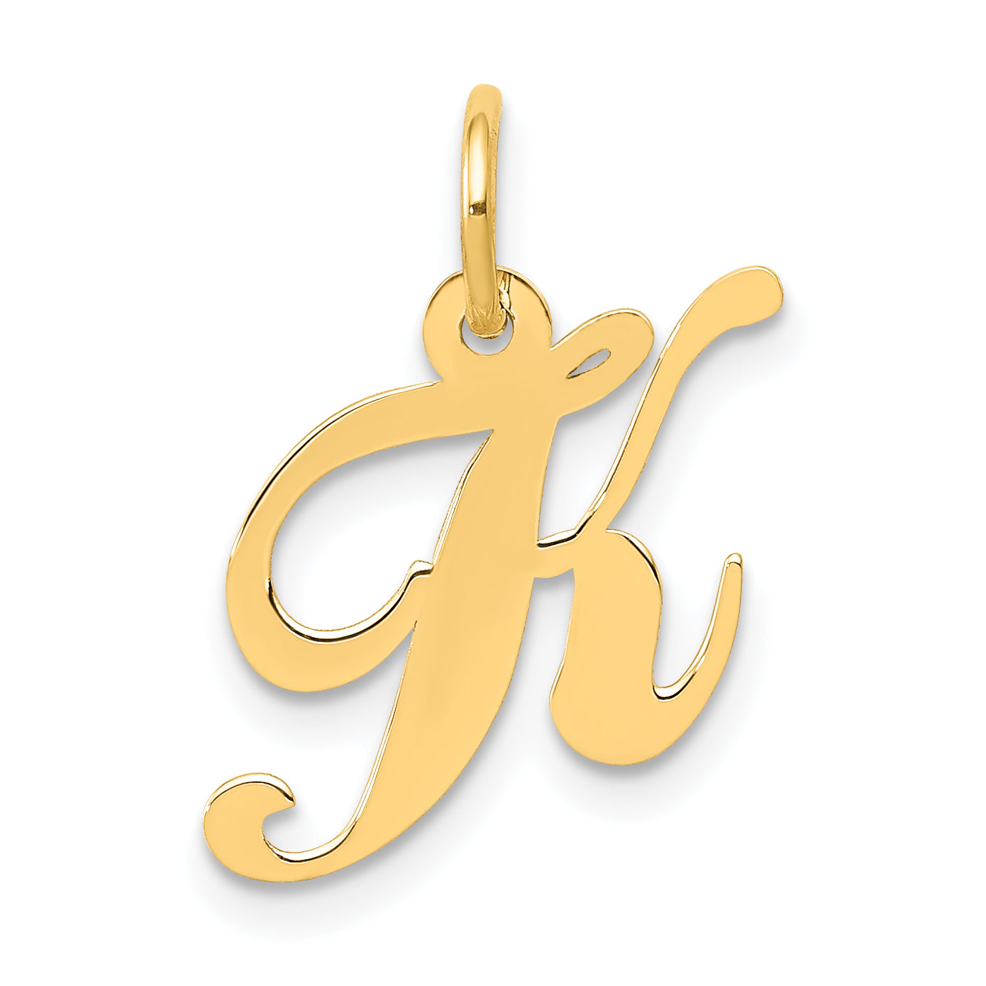 14k Yellow Gold 14K Small Fancy Script Letter K Initial Charm