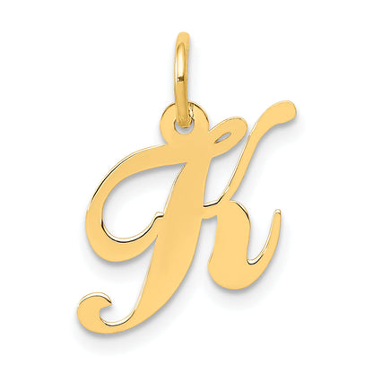 14k Yellow Gold 14K Small Fancy Script Letter K Initial Charm