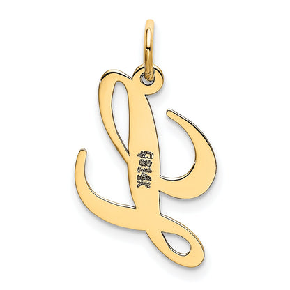 14k Yellow Gold 14K Small Fancy Script Letter L Initial Charm