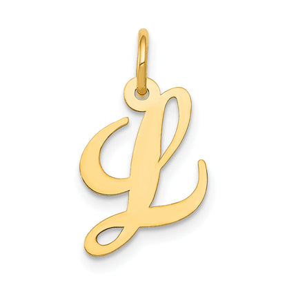 14k Yellow Gold 14K Small Fancy Script Letter L Initial Charm