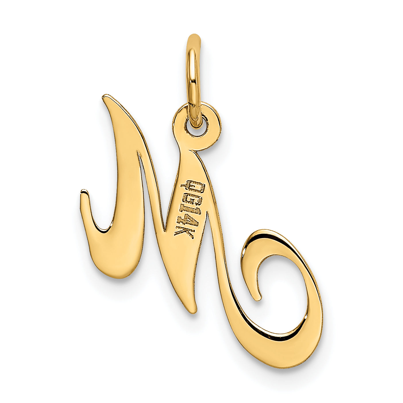 14k Yellow Gold 14K Small Fancy Script Letter M Initial Charm