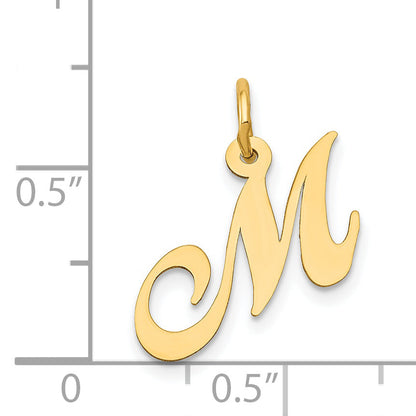 14k Yellow Gold 14K Small Fancy Script Letter M Initial Charm