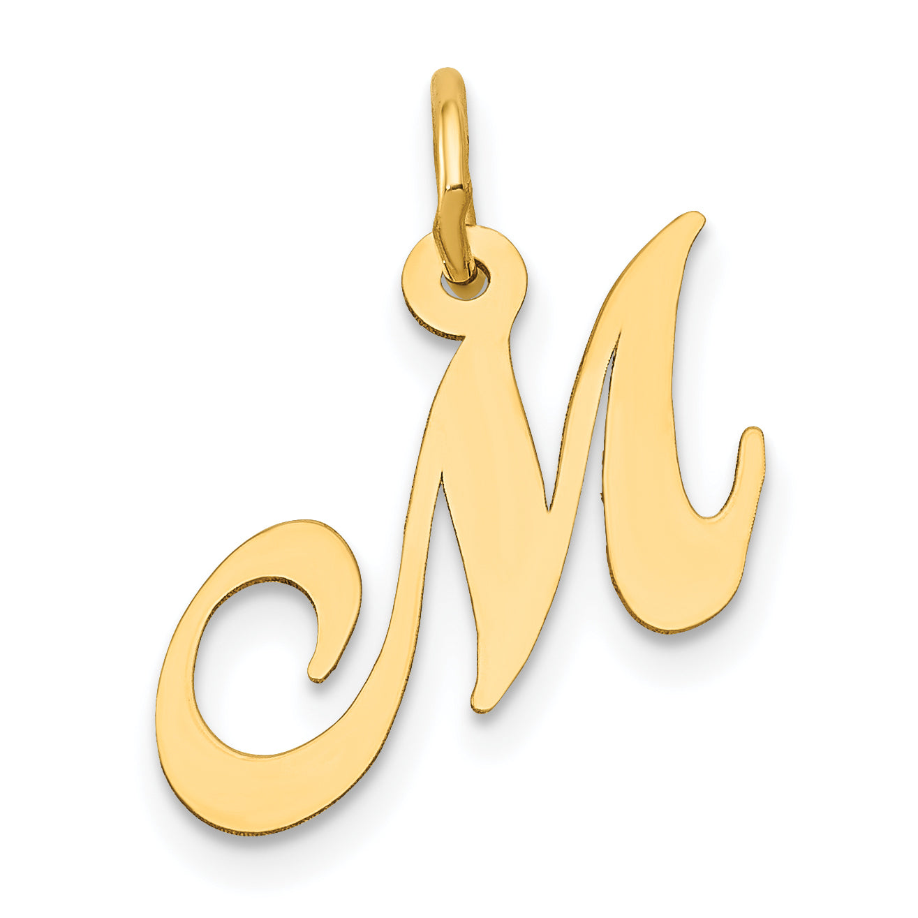 14k Yellow Gold 14K Small Fancy Script Letter M Initial Charm