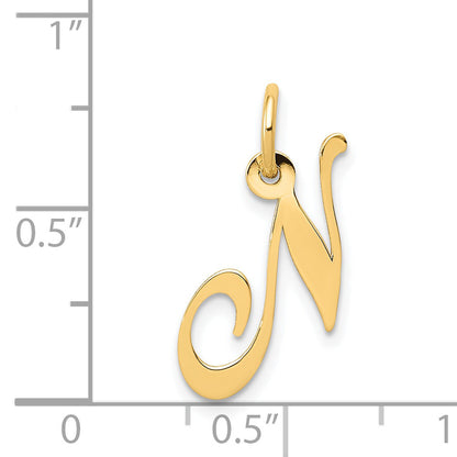 14k Yellow Gold 14K Small Fancy Script Letter N Initial Charm