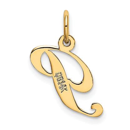 14k Yellow Gold 14K Small Fancy Script Letter P Initial Charm
