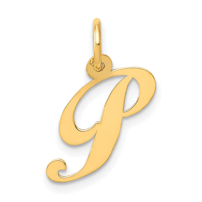14k Yellow Gold 14K Small Fancy Script Letter P Initial Charm