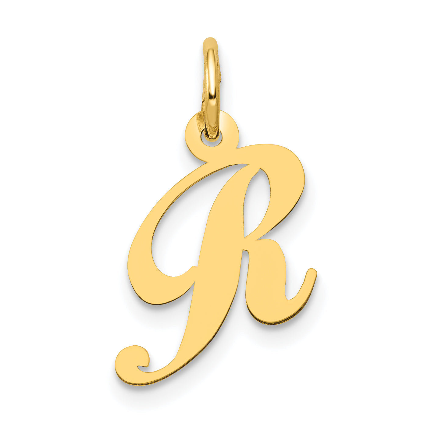 14k Yellow Gold 14K Small Fancy Script Letter R Initial Charm