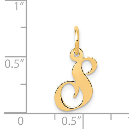 14k Yellow Gold 14K Small Fancy Script Letter S Initial Charm