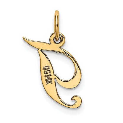 14k Yellow Gold 14K Small Fancy Script Letter T Initial Charm