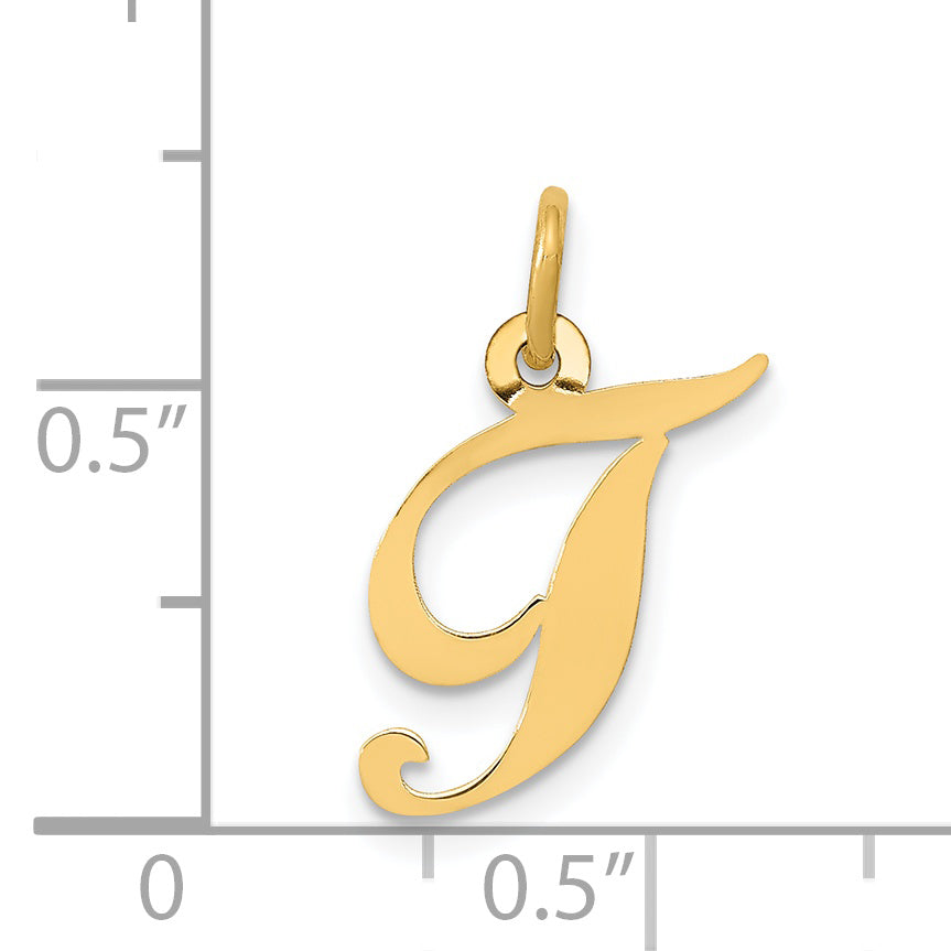 14k Yellow Gold 14K Small Fancy Script Letter T Initial Charm