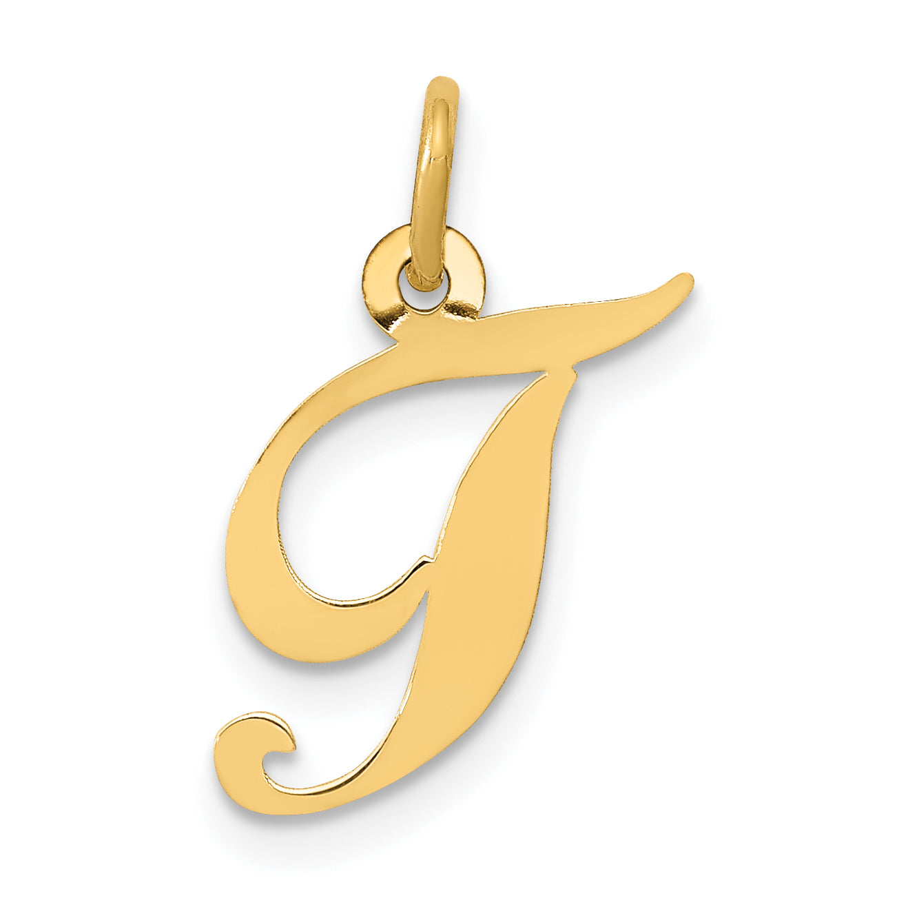 14k Yellow Gold 14K Small Fancy Script Letter T Initial Charm