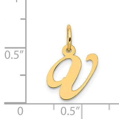 14k Yellow Gold 14K Small Fancy Script Letter V Initial Charm