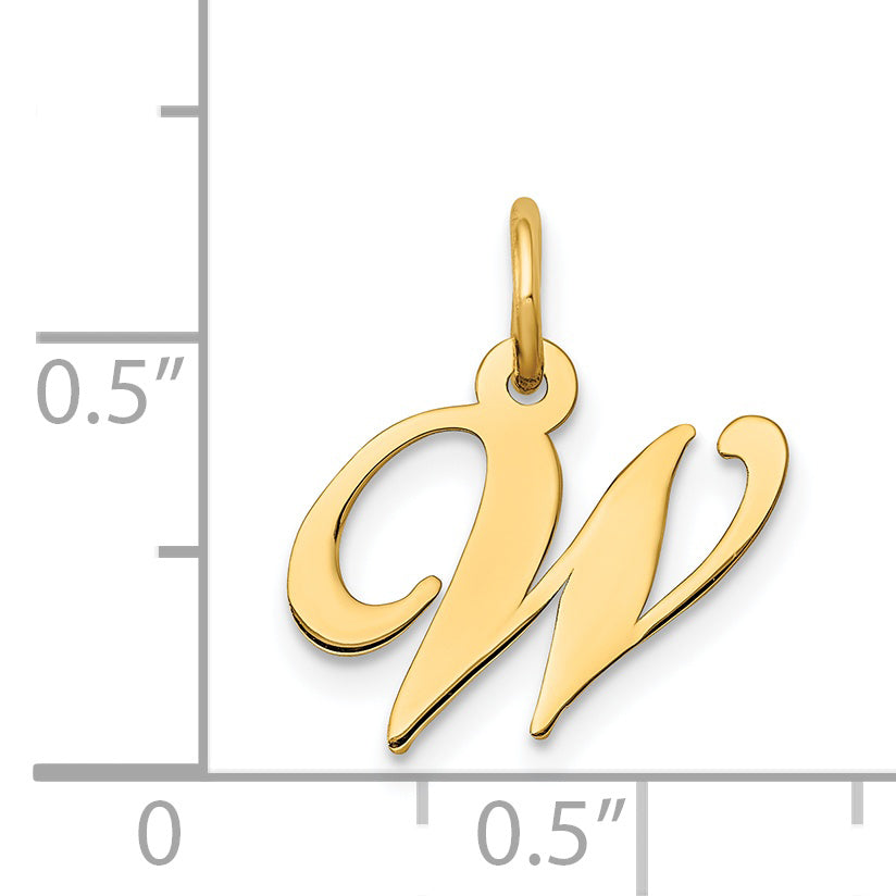 14k Yellow Gold 14K Small Fancy Script Letter W Initial Charm