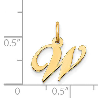 14k Yellow Gold 14K Small Fancy Script Letter W Initial Charm