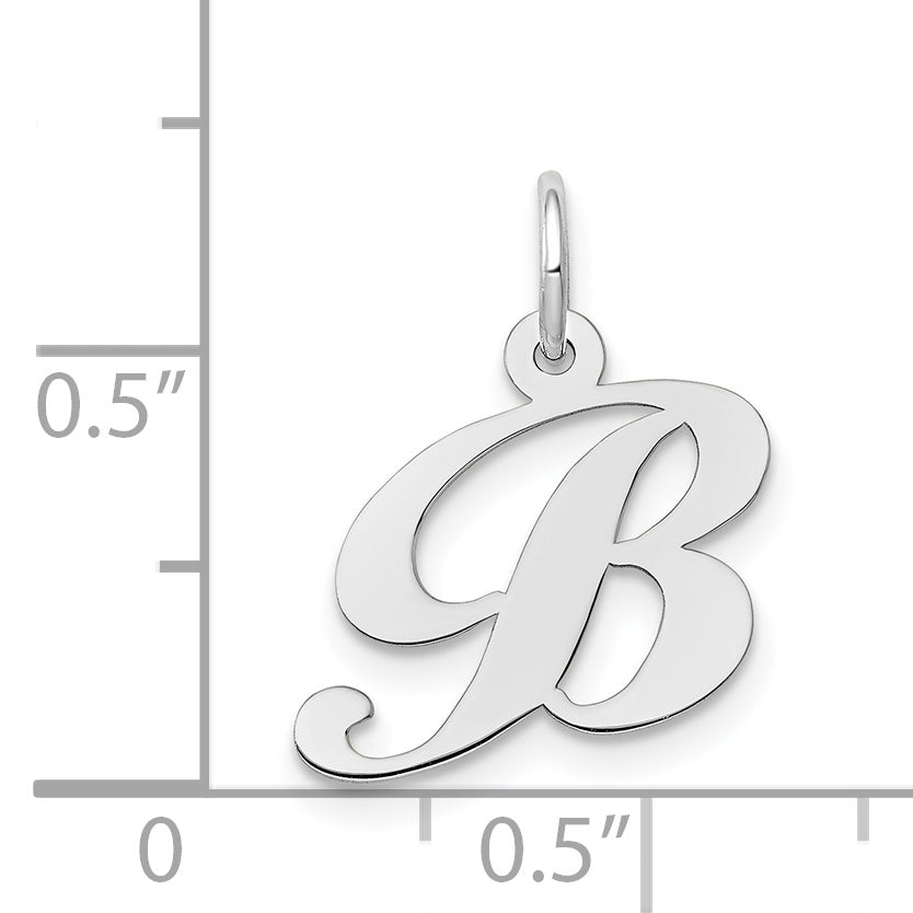 14k White Gold 14k White Gold Small Fancy Script Letter B Initial Charm